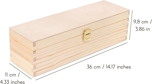 Miniatura 9 de Caja de madera de vino sin pintar para almacenamiento de regalo, 2 botellas, 13.77 x 7.87 x 3.93 pulgadas, soporte de madera natural, caja de lujo