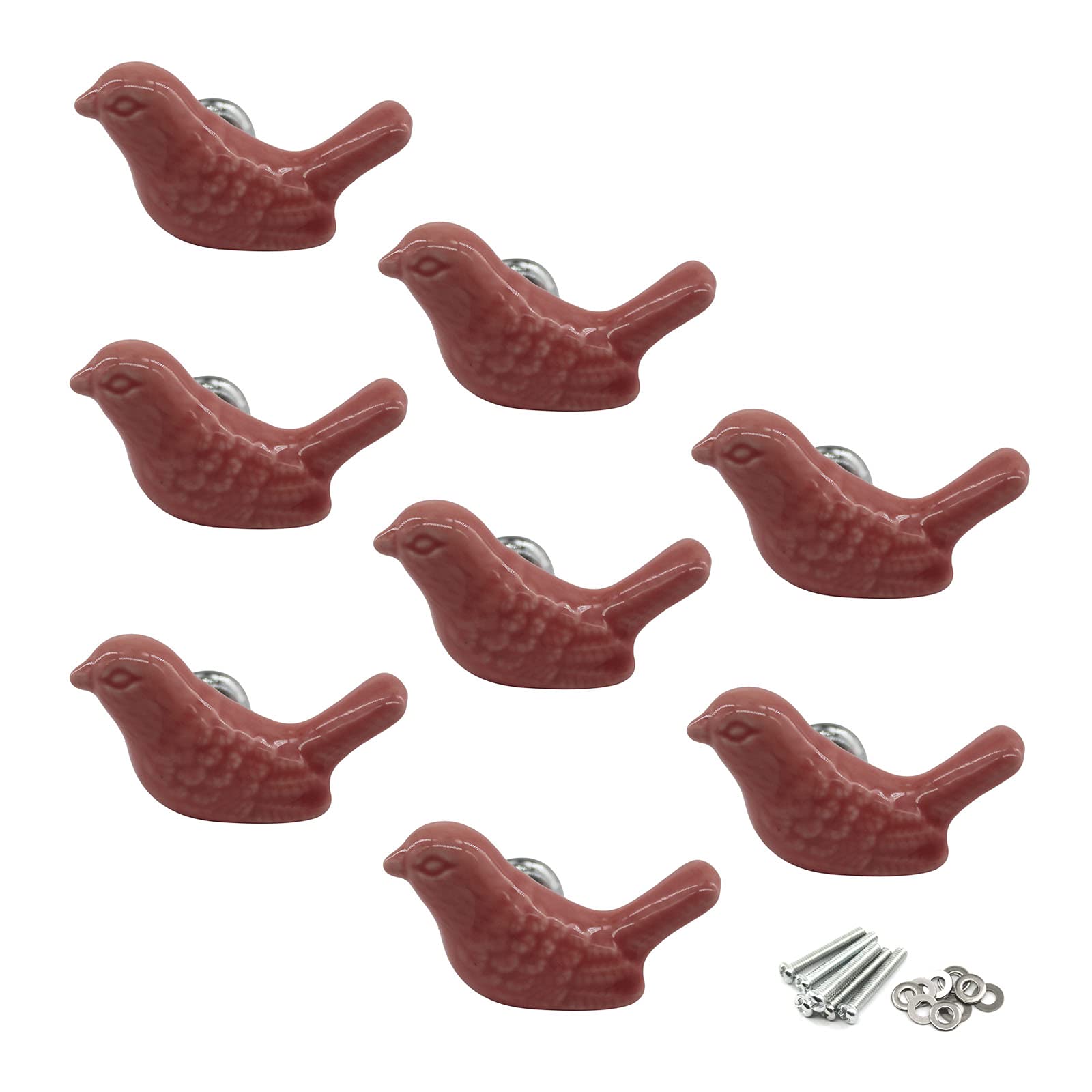 Lot de 8 poignées de porte en céramique rose pour chambre d'enfant