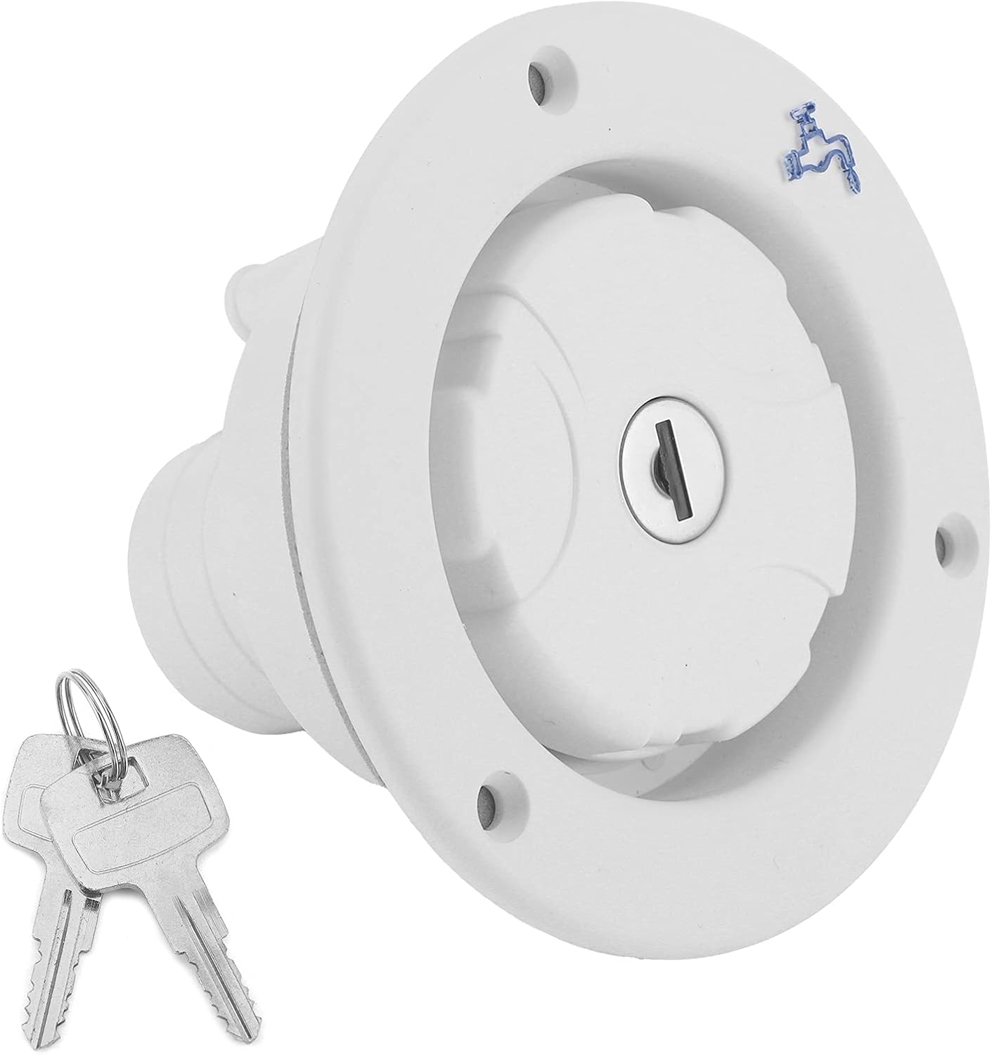 Rv Water Fill Inlet, Freshwater Inlet Locking Leakproof Hatch Filler Cap with 2 Keys White for RV Caravan Motorhome for Water Inlet Water Filler Cap RV Water Filling Water Filling Port RV Parts Lock