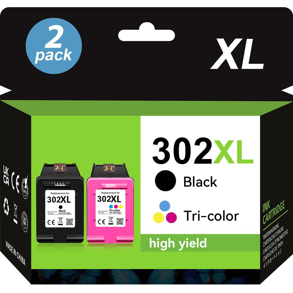 302 302xl 302 xl Nero e Colore per Cartucce HP 302 302 xl 302xl per Cartucce HP Envy 4520 Cartucce HP 302 xl Nero e Colore (1 Nero, 1 Colore, 2 Pack) (3)