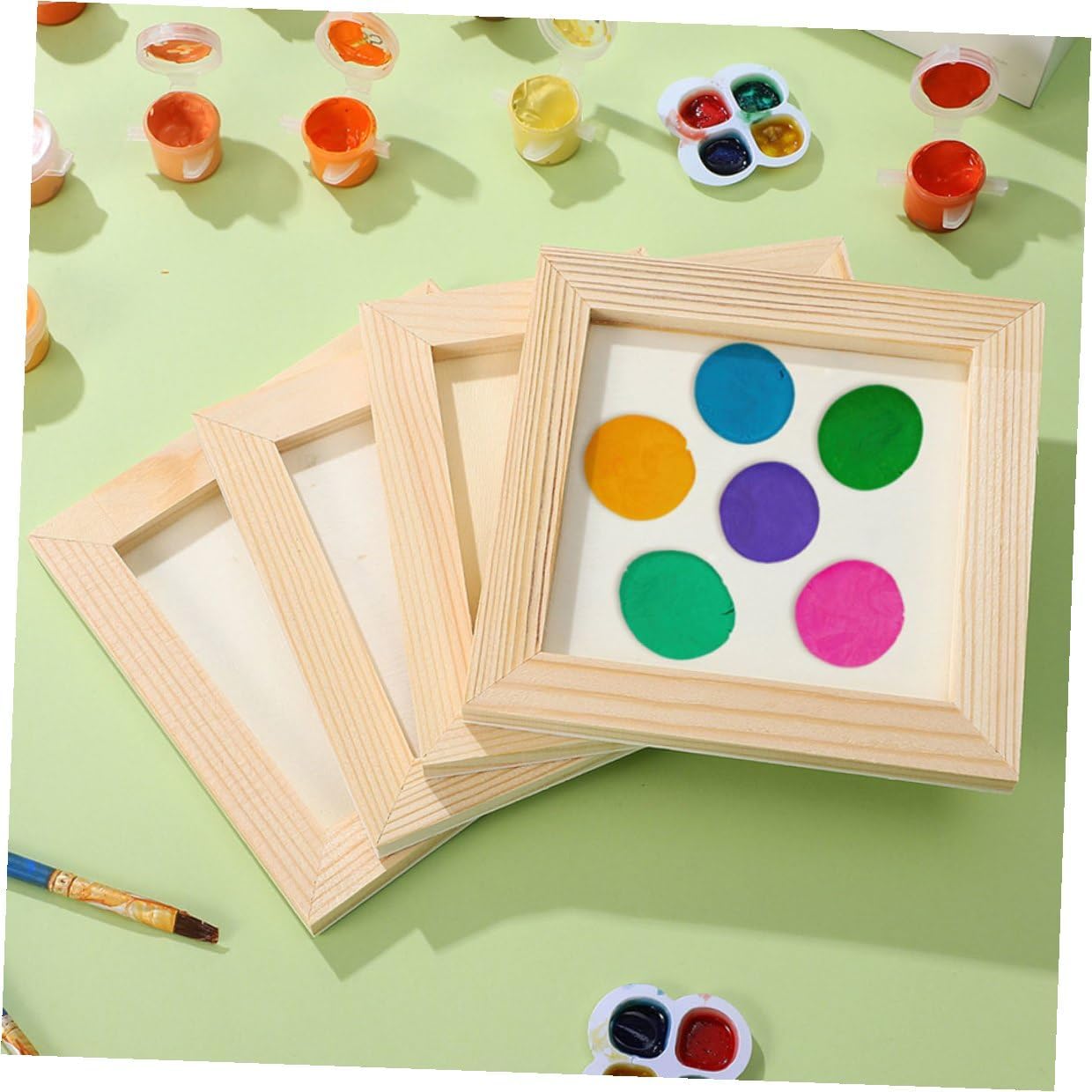 5pcs ’ DIY Wooden Picture Frames 20x20cm Wood Craft Blank Photo Frame for ’s Artwork Display and Painting Projects