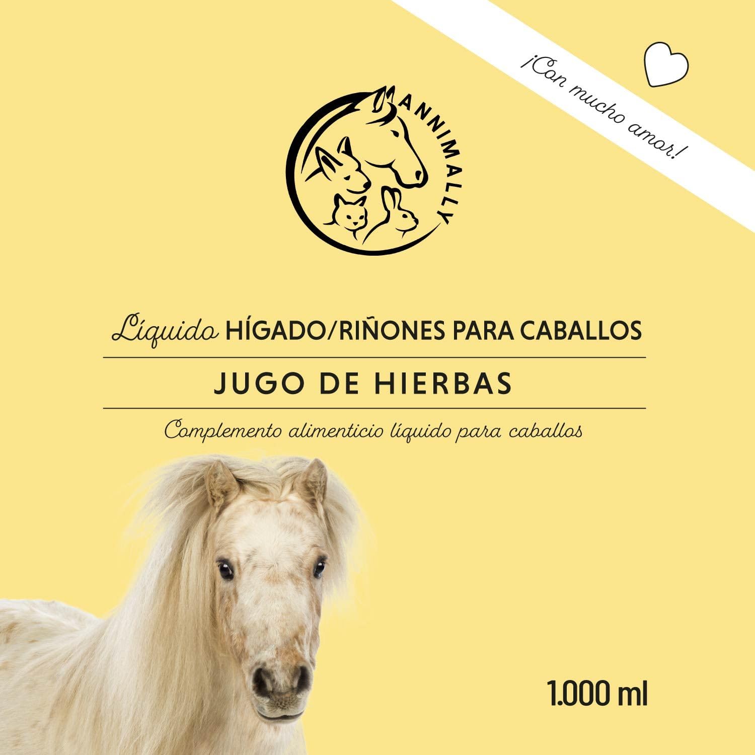 Líquido para Hígado y Riñones para Caballos - Jugo de Hierbas de 1000 ml con Cardo Mariano y alcachofa para el hígado - Jugo para los riñones para un metabolismo Saludable en los Caballos