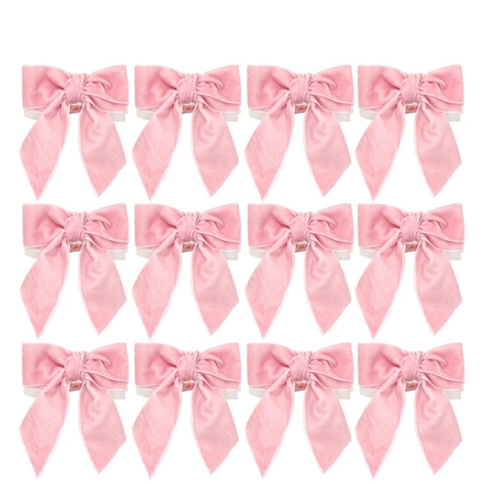 Usohjz Pink-12Pcs Elegant Napkin Rings With Velvet Bow Tie Design