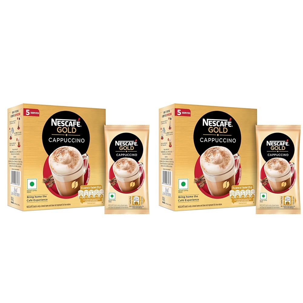 Nescafe Gold Cappuccino Instant Coffee Premix Powder, 125 Gram (5 Sachets X 25 Gram) (Pack of 2) (B0D815SXNK) Amazon Price History, Amazon Price Tracker