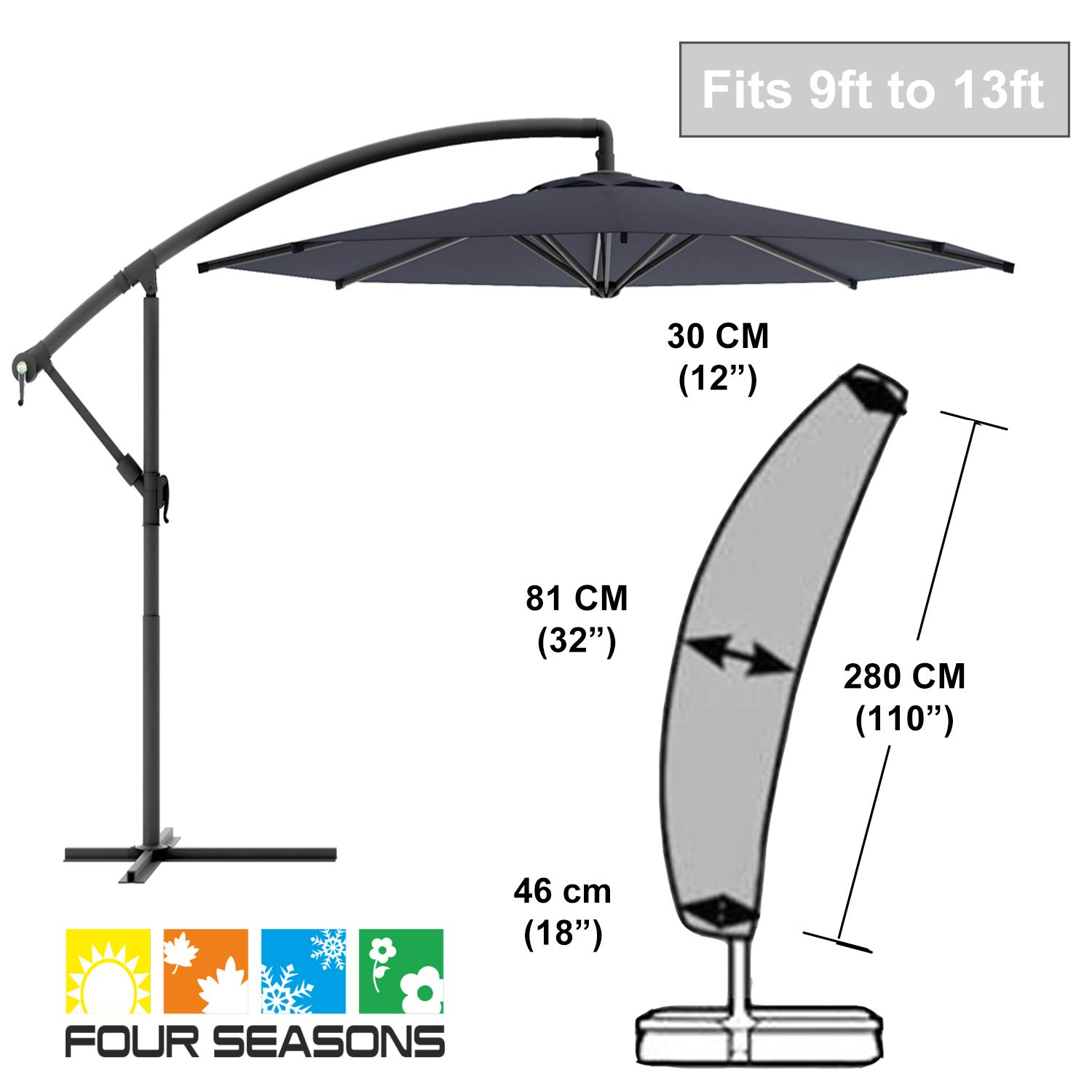 Amazon Com Offset Umbrella Cover Patio Umbrella Cover For 9ft To 13ft Cantilever Parasol Outdoor Market Umbrellas Cover With Zipper And Water Resistant Fabric Dark Kitchen Dining