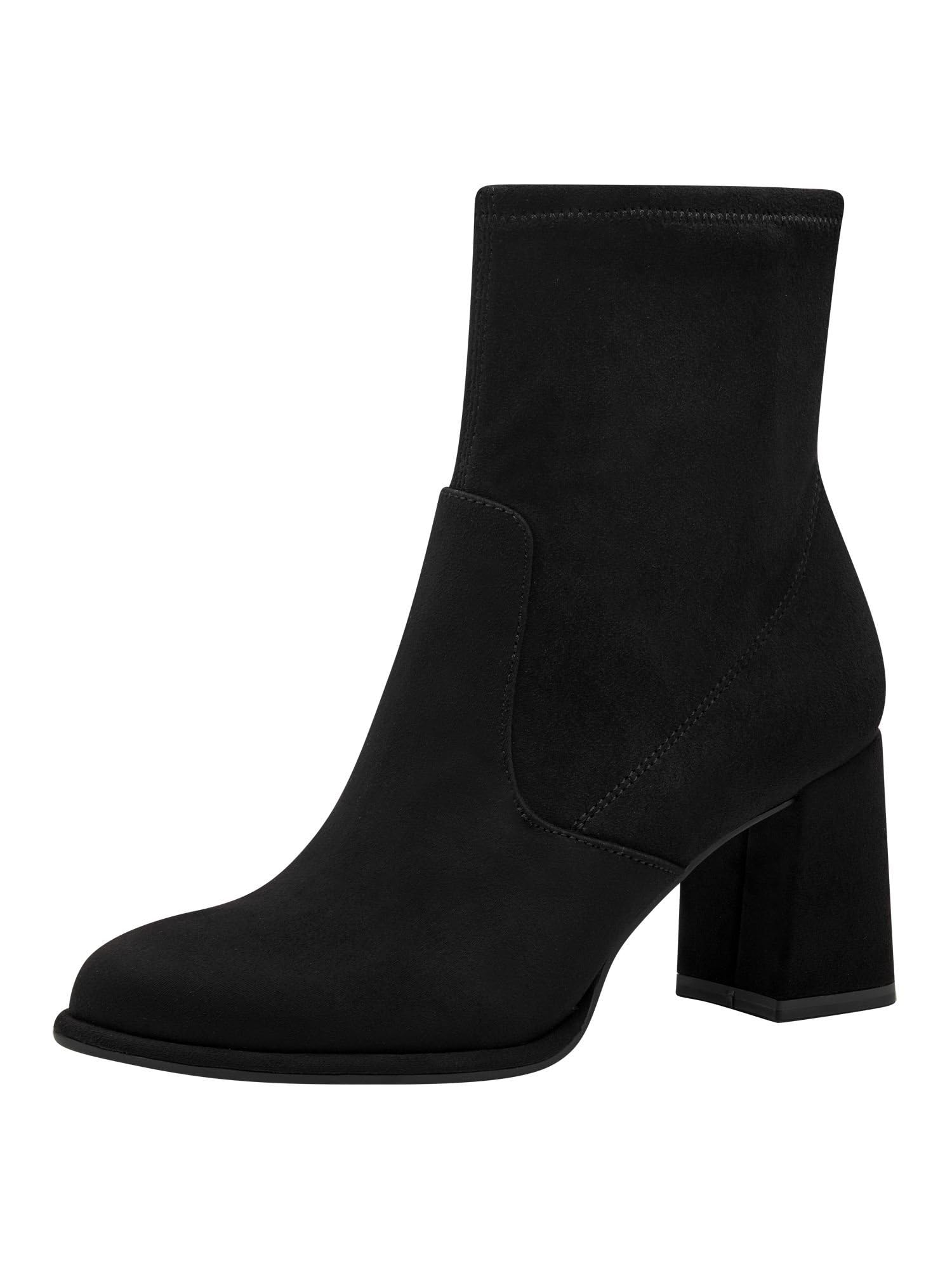 Tamaris Women's Textile Block Heel Ankle Boots, Black (Black Suede), 3.5 UK