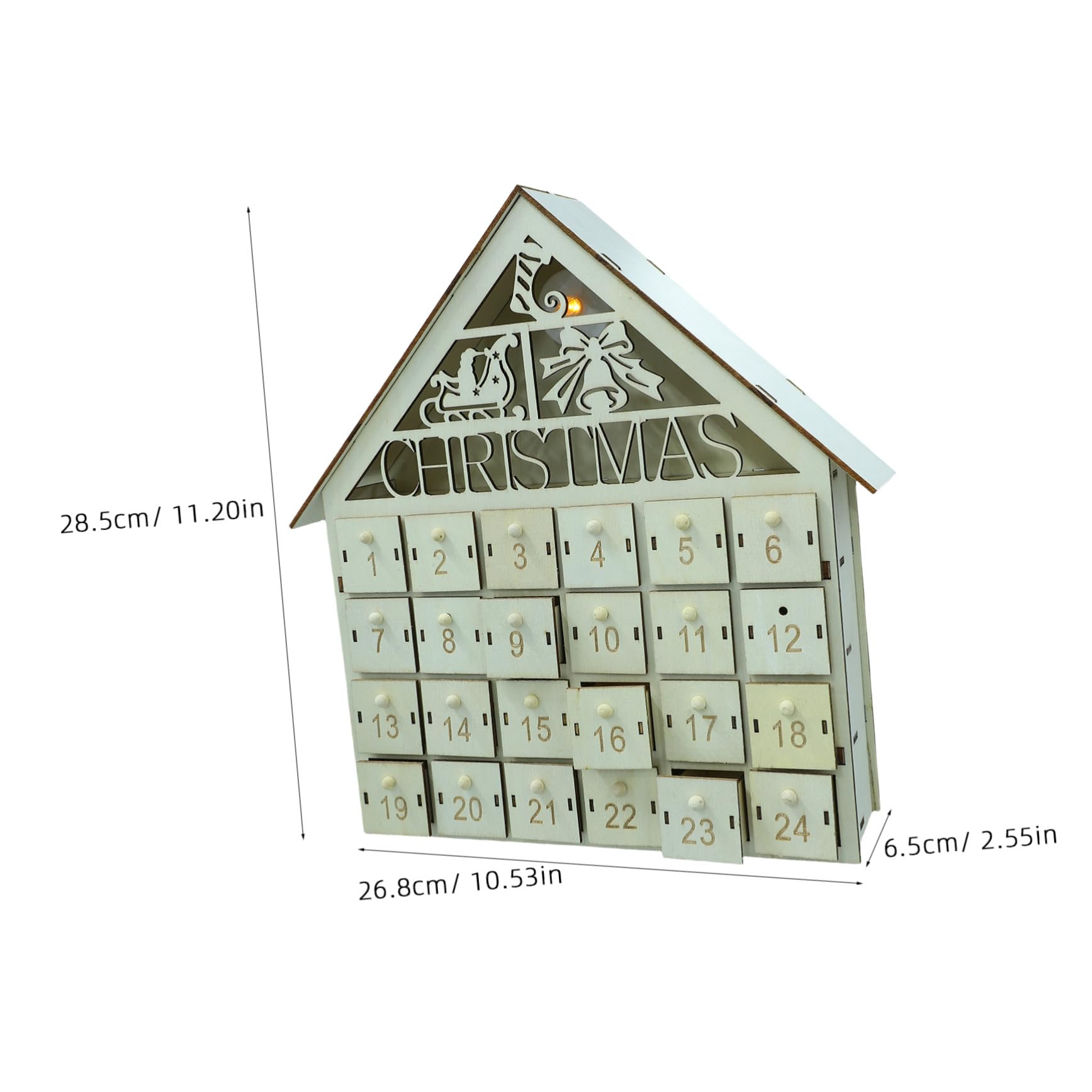 Mobestech Calendario Avvento in Legno con Luci LED 24 Cassette Conteggio Natale Decorazione Tavolo Rustica