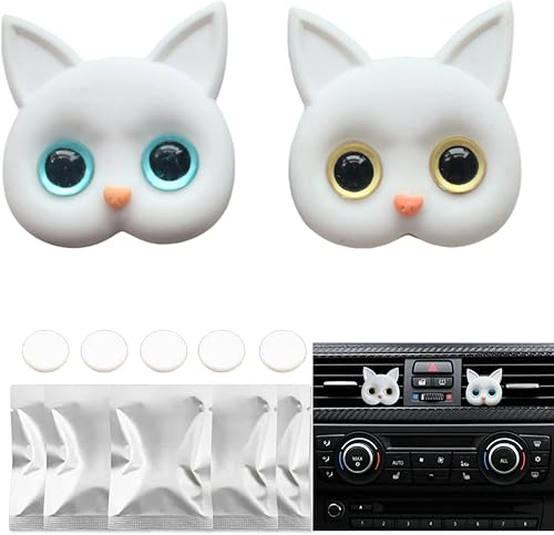 Lindo clip de ventilación de gato con clip de salida de aire acondicionado clip de ambientador de coche accesorios de decoración interior blanco