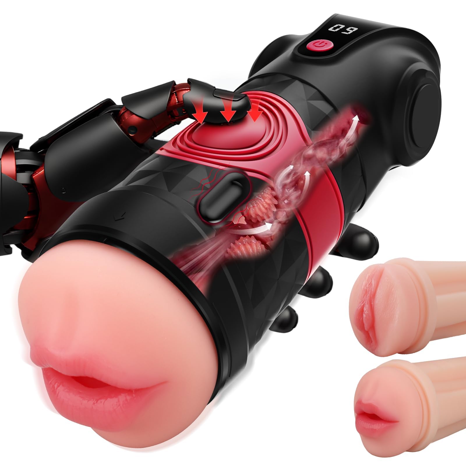 Male Masterburbatar Masturebastorfor Men Muñeca para Adultos para Coger Real 9 Vibrating with 2 Removable Sleeves Y607