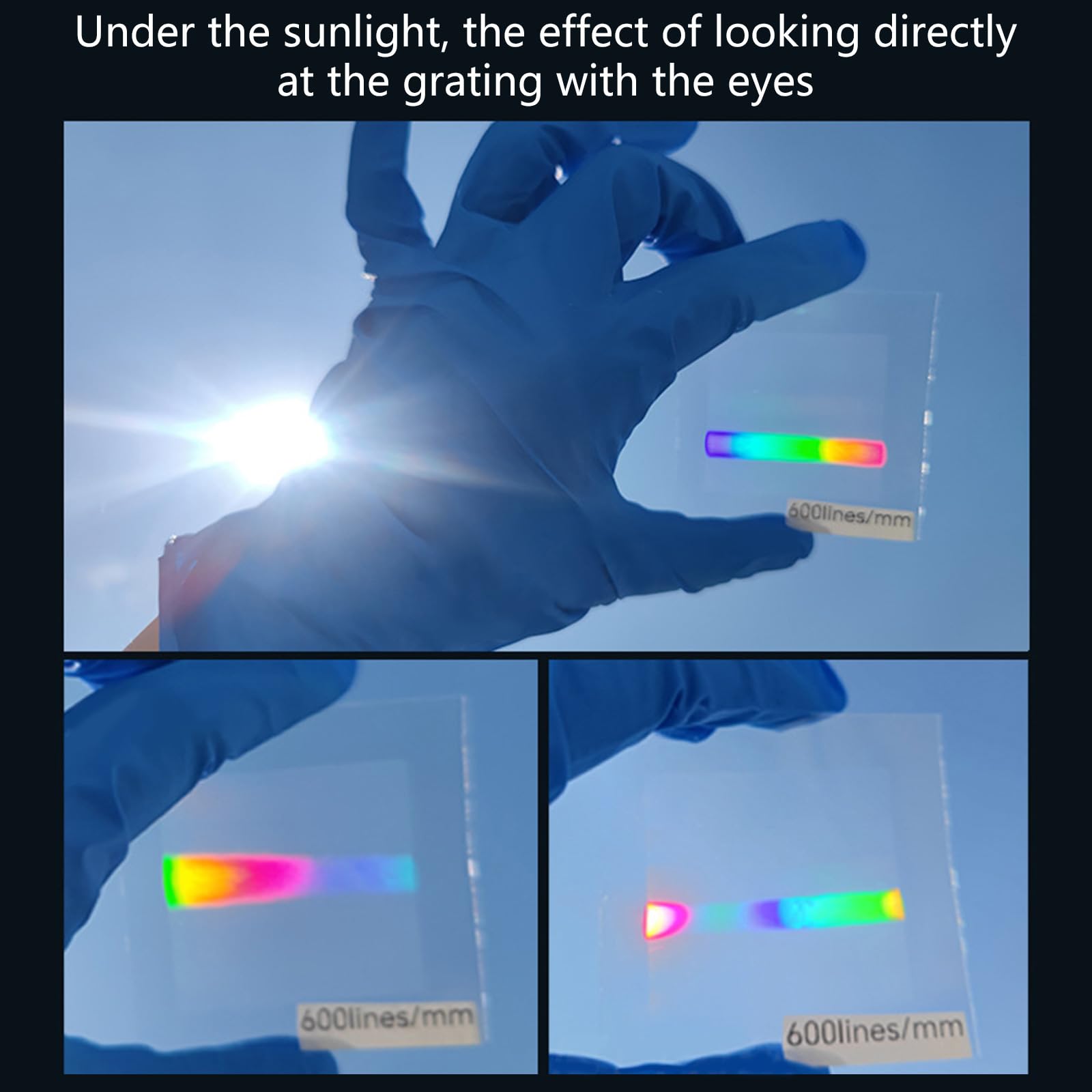 High PET Diffraction Grating Sheet for Spectroscopy Education & Art Decor Lightweight PET Diffraction Grating Easy to Carry Transmission Grating Shhet Suitable for School Lab & Field Studies
