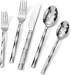 KINGSTONE Silverware Set, Luxury 40 Piece Flatware Set for 8, 18/10 Stainless Steel Cutlery Set with Diamond Cut Pattern for Home, Wedding, Party, Mirror Polished and Dishwasher Safe