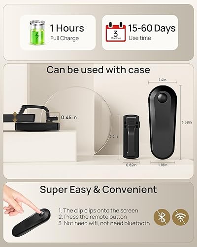 Miniatura 7 de Soporte para Kindle con girador de páginas remoto para cama, soporte para Kindle manos libres y soporte de clip, girador de páginas inalámbrico y