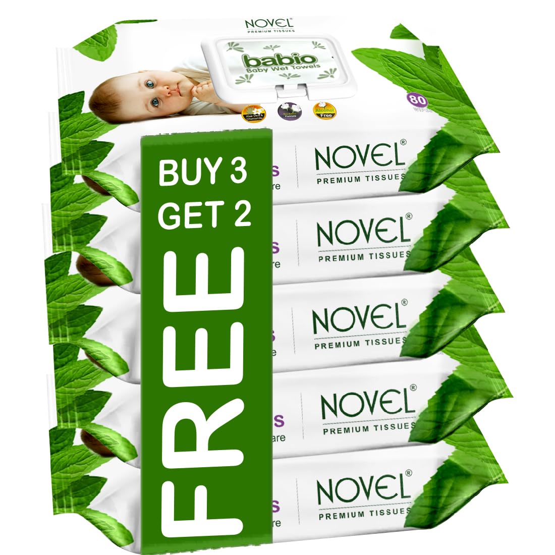 NOVEL Baby Wet Wipes/Pack With Lid (Pack of 5-80 Sheet)-picture-45