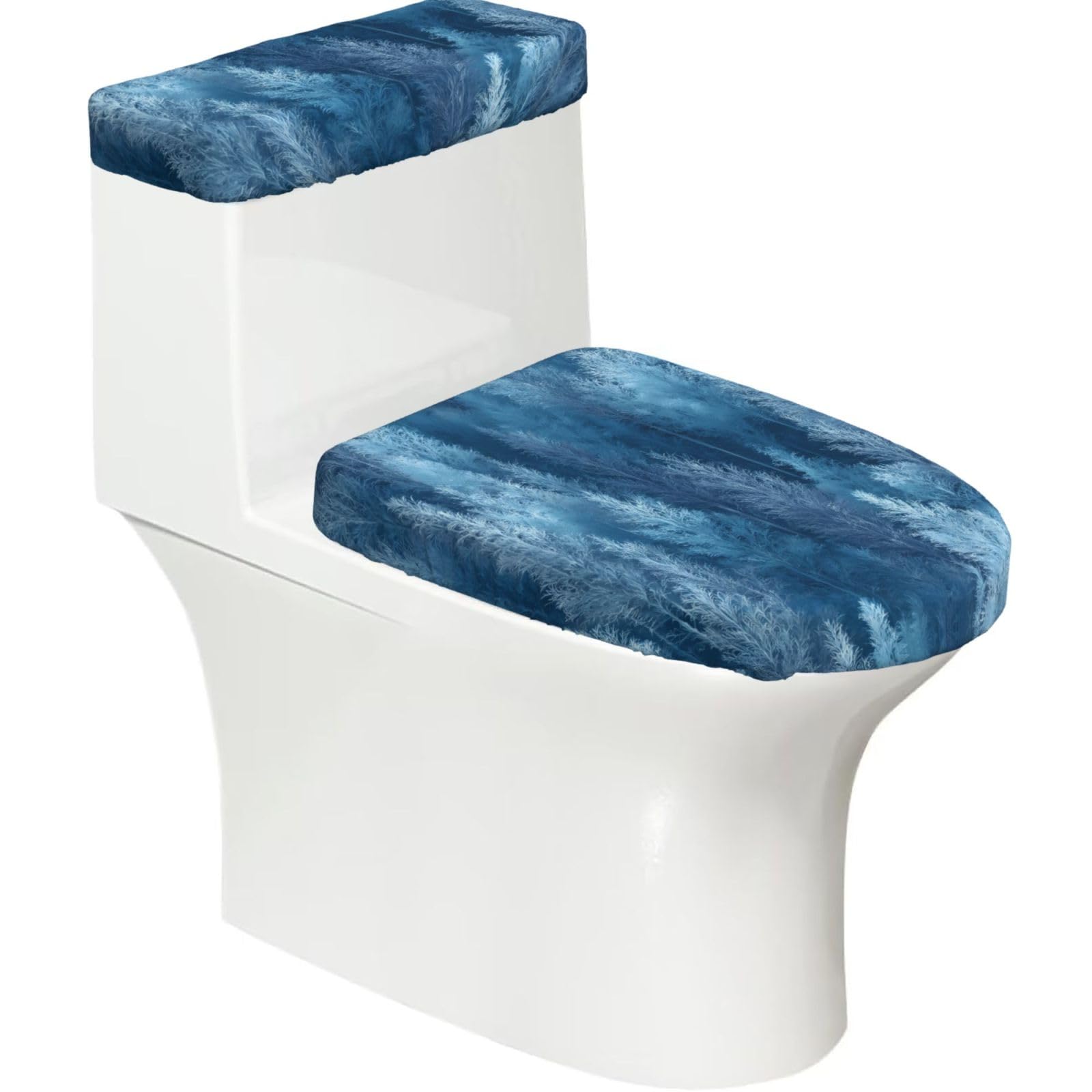 Mrowyc Black Blue Tree Printed Toilet Seat Set - Set Of 2 - Universal Toilet Seat Cover - Housewarming Birthday Christmas Gift