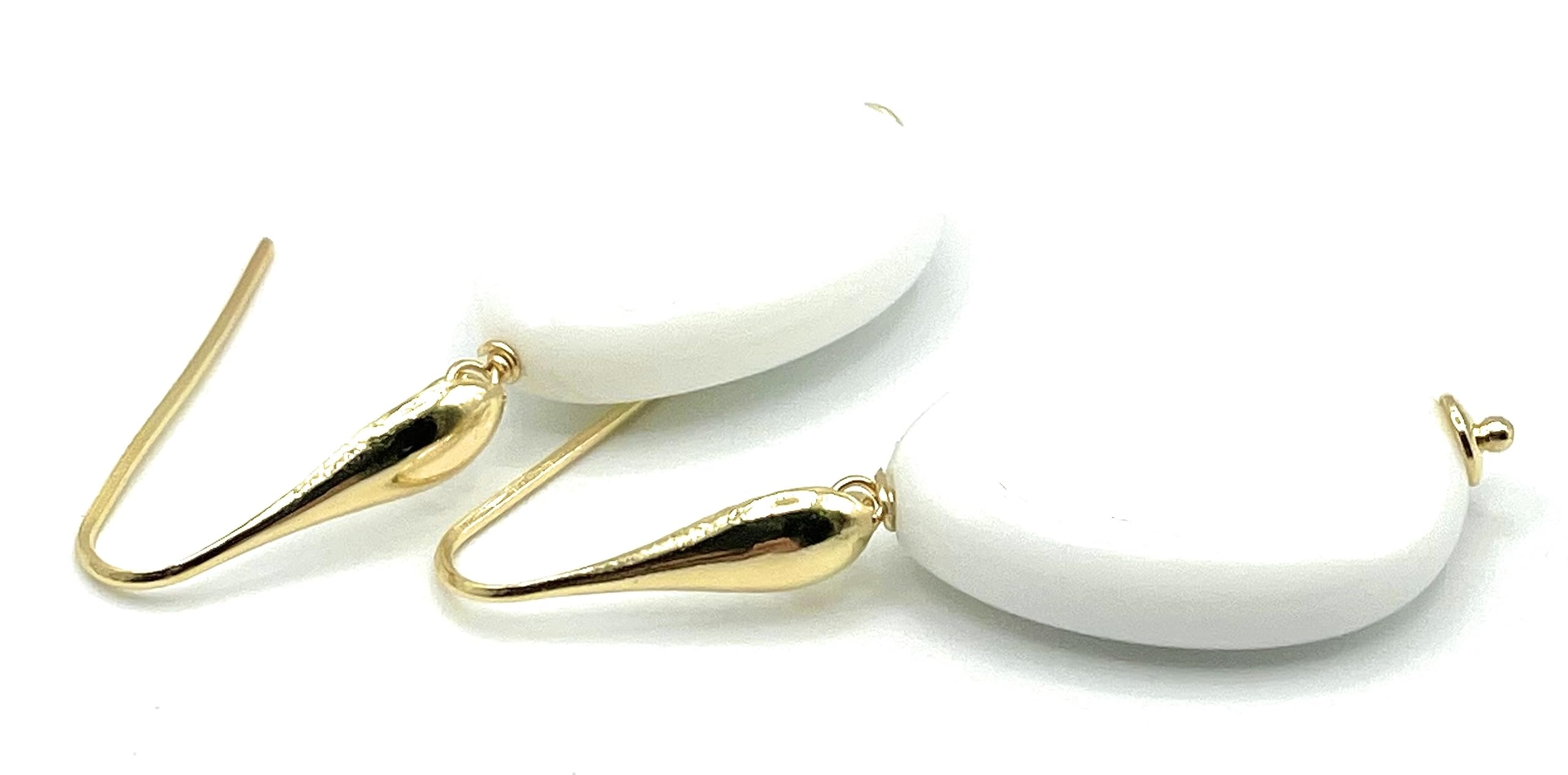 Orecchini con Gocce di Agata Bianca e Argento Dorato Italiano, Pendenti Pietre Dure Naturali, Bijoux Made in Italy, Regalo per Lei