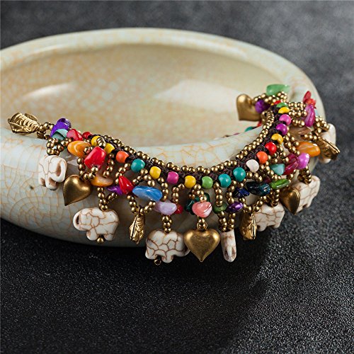 Image of kelistom Bohemian Ankle Bracelets for Women Handmade Natural Stone Beaded Chain Anklet