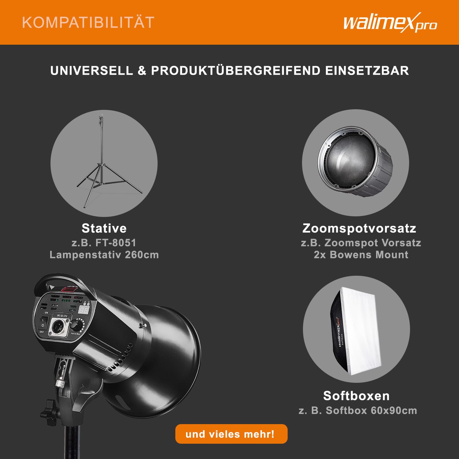Walimex pro Niova 60 Plus Bi Color – lampa wideo LED światło ciągłe lampa studyjna, 60 W, COB LED, możliwość ściemniania, Bi Color 3200-5600K, 600 lumenów, CRI ≥ 93 Ra, radiowy pilot zdalnego sterowania, Bowens reflektor