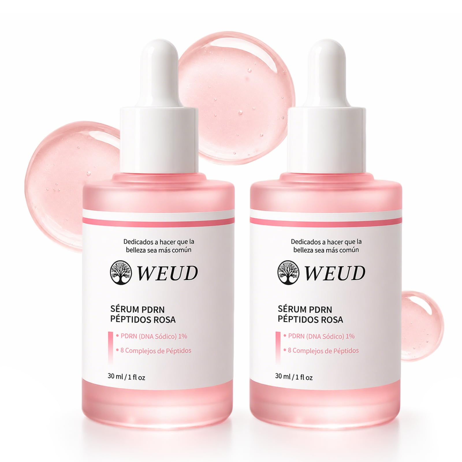 WEUD Serum Coreano Original, Serum Facial con Salmon DNA PDRN, Multi Péptido, Niacinamida, Cuidado Antiedad y Reparador, Reafirman, Ilumina la Pie, Suero PDRN para Todo Tipo de Piel (60ML)