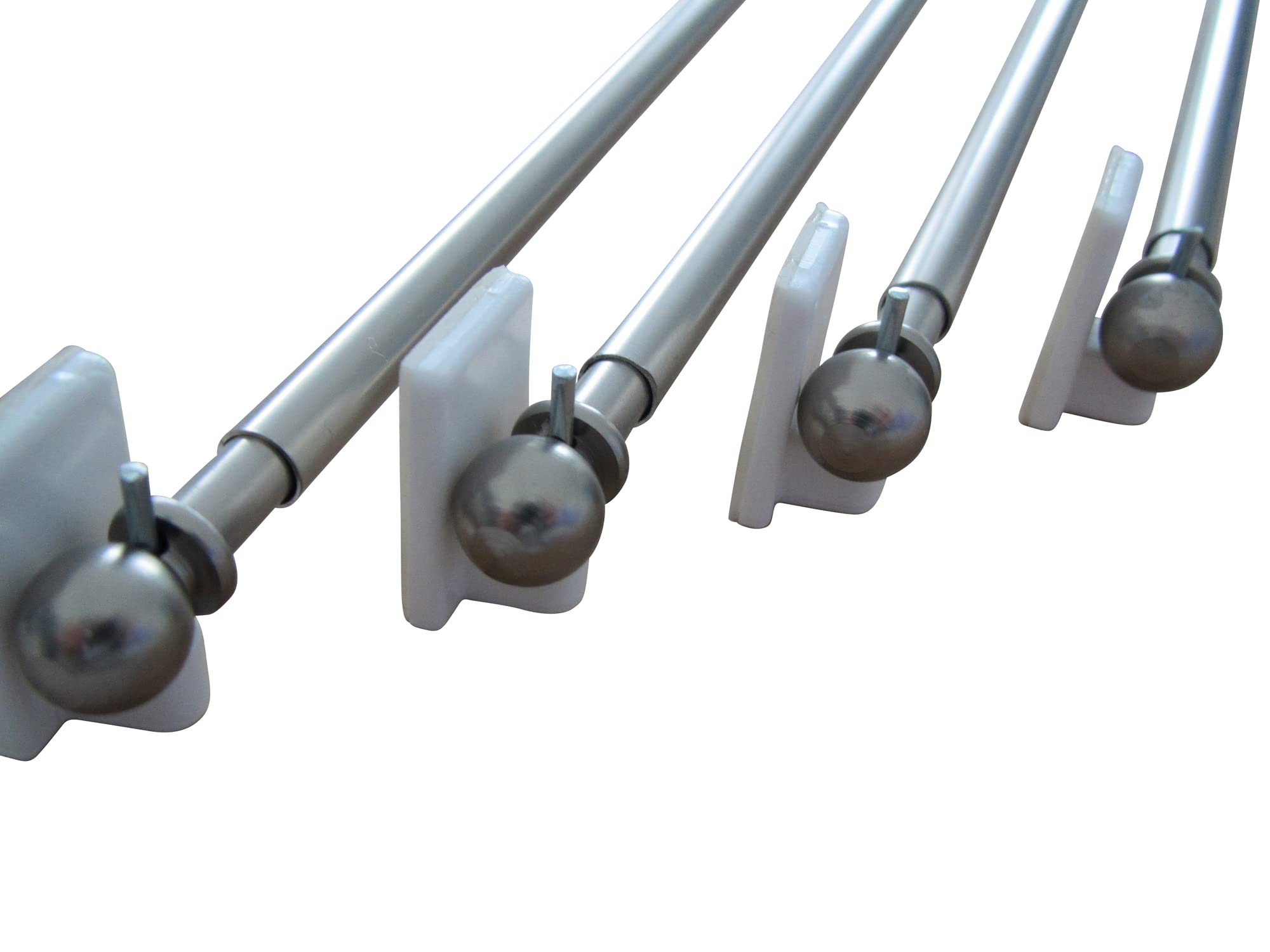 4 Hochwertige Vitragenstangen- mit 8 Klebehaken weiss, und 8 Vitragenstangen Haken - Farbe: edelstahl-matt – Länge 30-40 cm,40-60 cm, 60-90 cm, 90-130 cm (Länge: 30-40 cm)