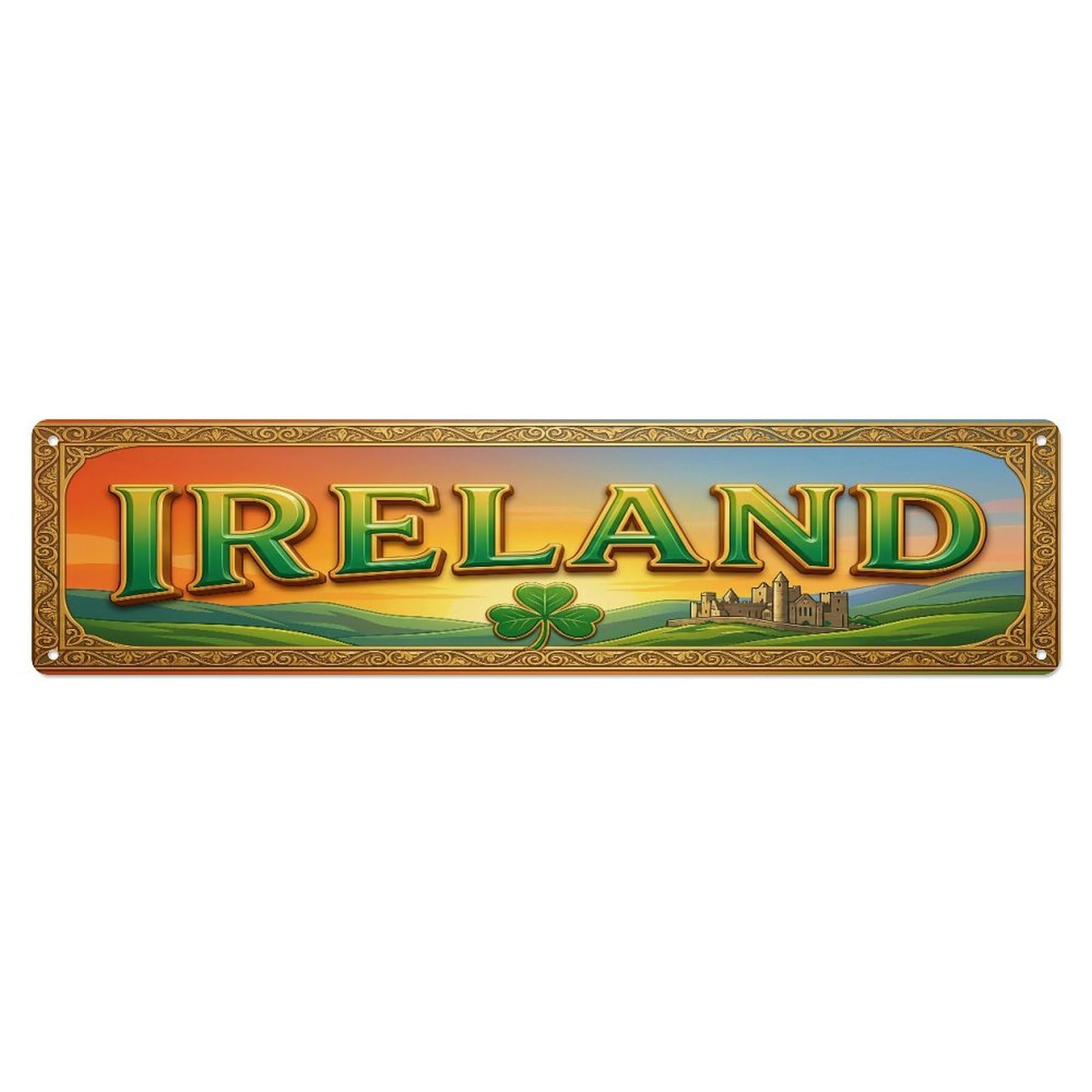 Xanthor Style Metal Tin Sign Vintage Ireland Travel Flag Pattern