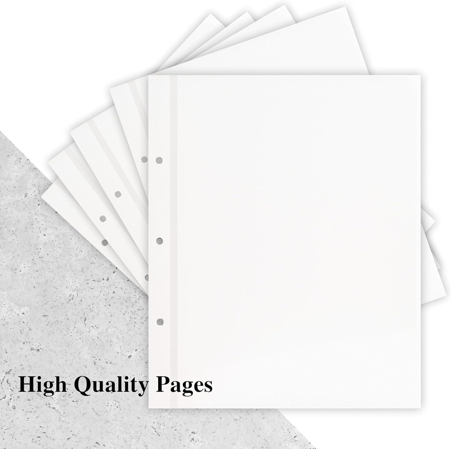 Refill Pages for 3 Ring Binder Photo Album - Self Adhesive, Compatible with 2x3, 4x6, 5x7, and 8x10 Photos or Recipe Cards 40 Sheets/80 Pages
