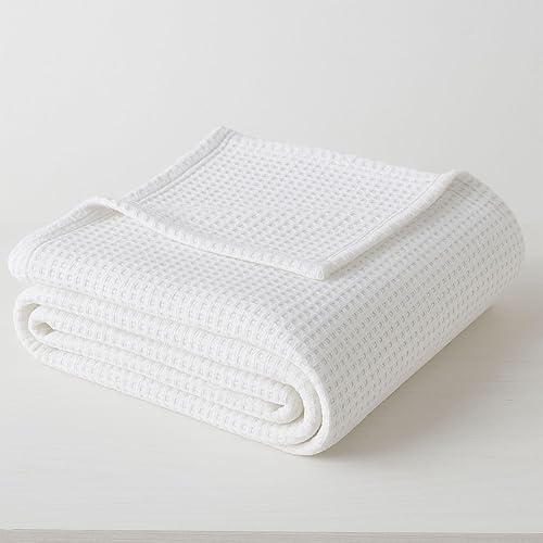 Miniatura 8 de Mantas 100% algodón tamaño Queen para cama, manta de punto gofre, manta para todas las estaciones, calidad de hotel y transpirable, manta tejida