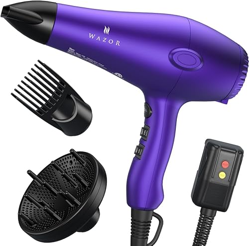 Potente secador de pelo - Secador de pelo profesional de 1875 W con 3 accesorios (difusor, boquillas, peines), 2 ajustes de calor y 3 ajustes de
