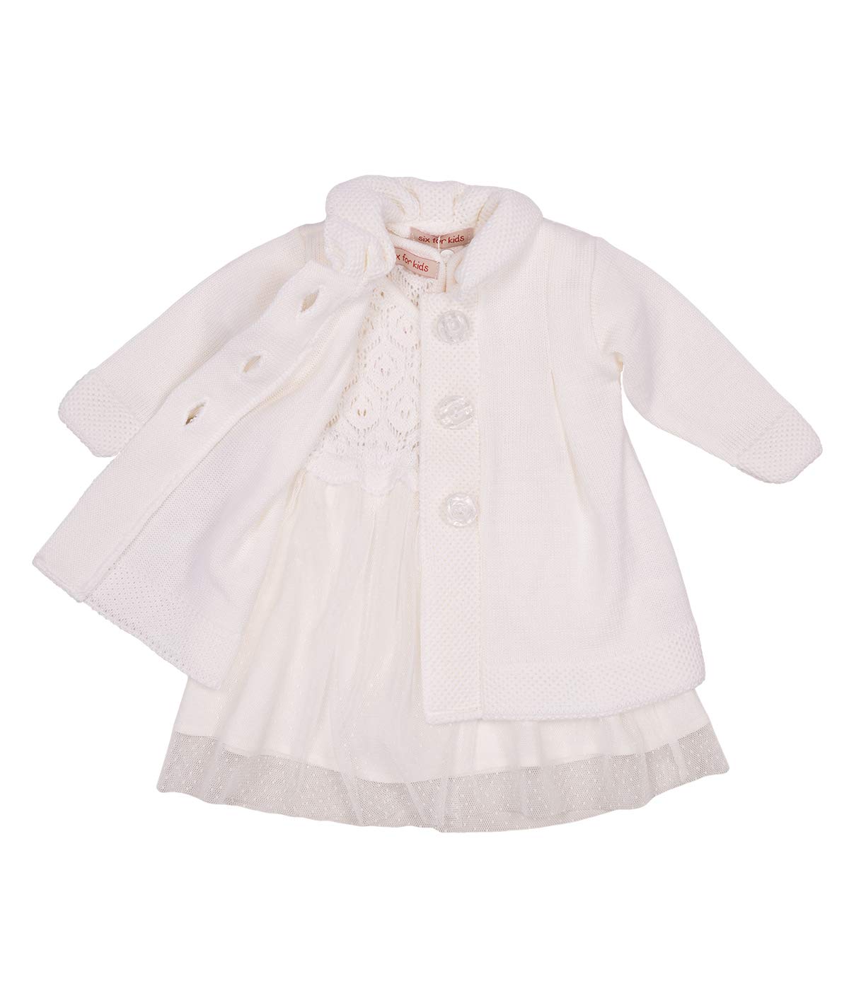 Alexia Edel Taufkleid Festkleid Strickkleid Strickmantel Strickmütze Set 3 Teile Hochzeit Kleid Baby Mädchen