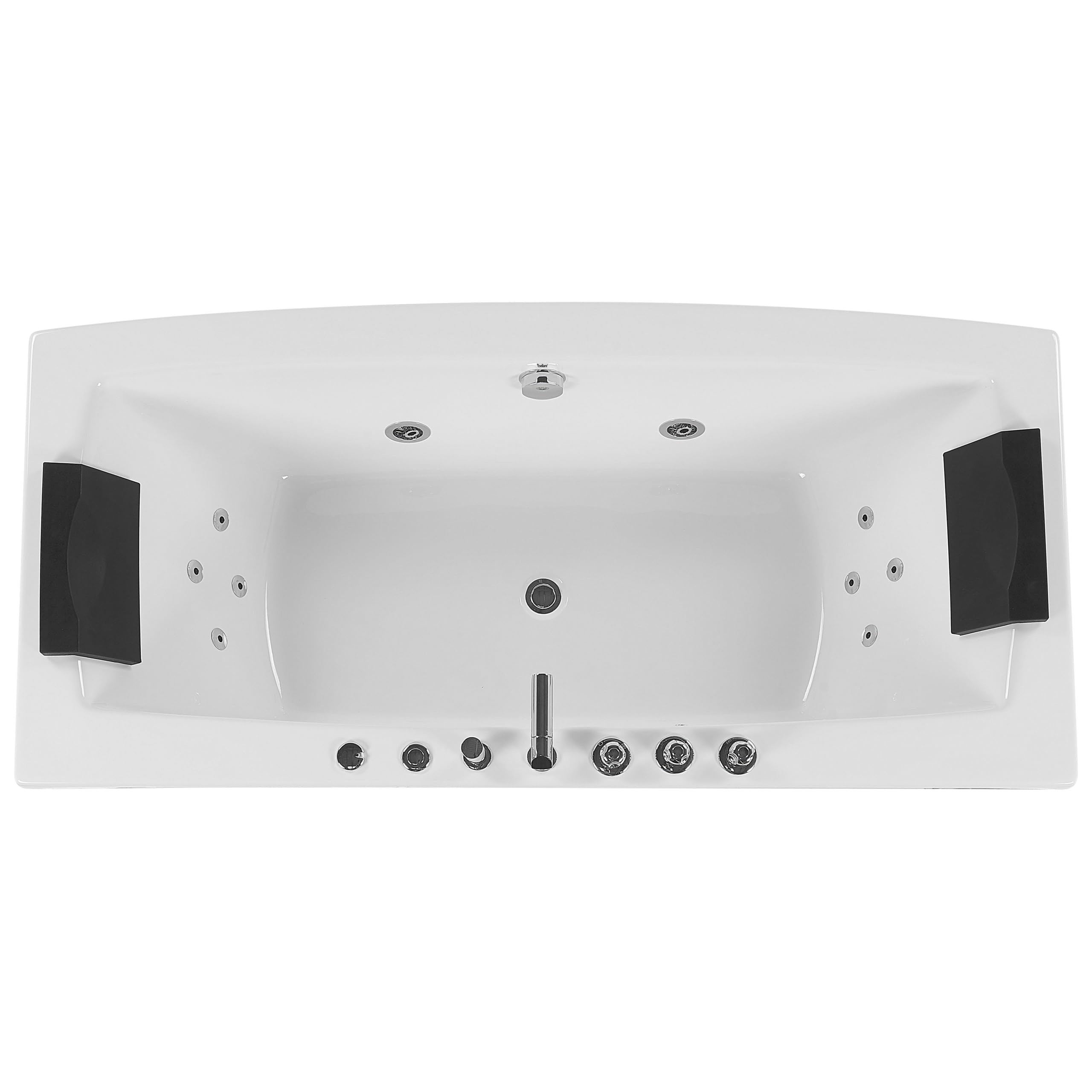 Baignoire Balnéo en Acrylique Blanc avec Fonction Hydromassage 2 Appui-Têtes et Éclairage LED intégré pour SPA à Domicile Beliani