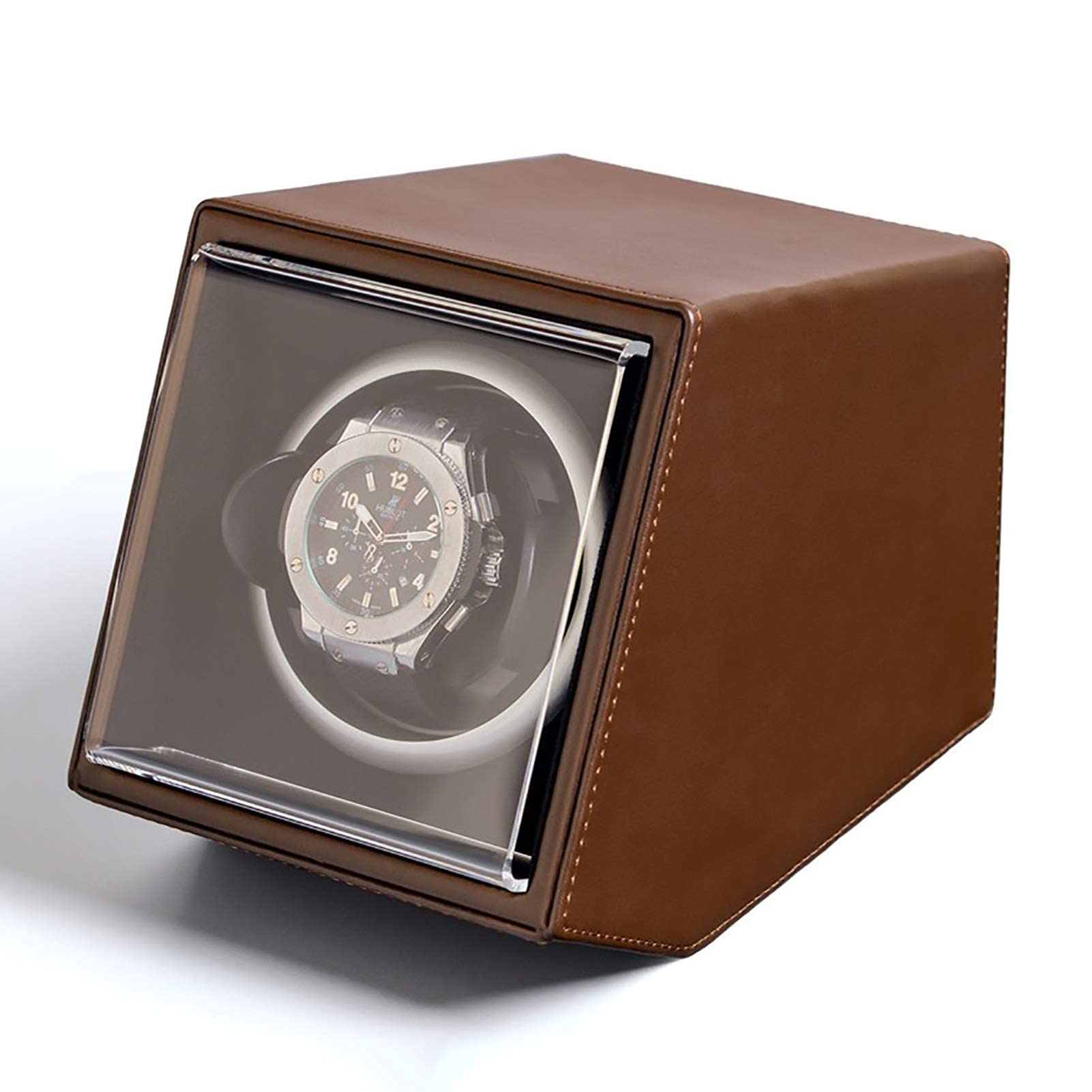 WMYYZYQ Watch Winder Watch Winders Single Watch Shaker Automatic Mechanical Watches Winding Device Watch Storage Watch Winder 5-Gear Watch Winder,Brown Pu Leather-A