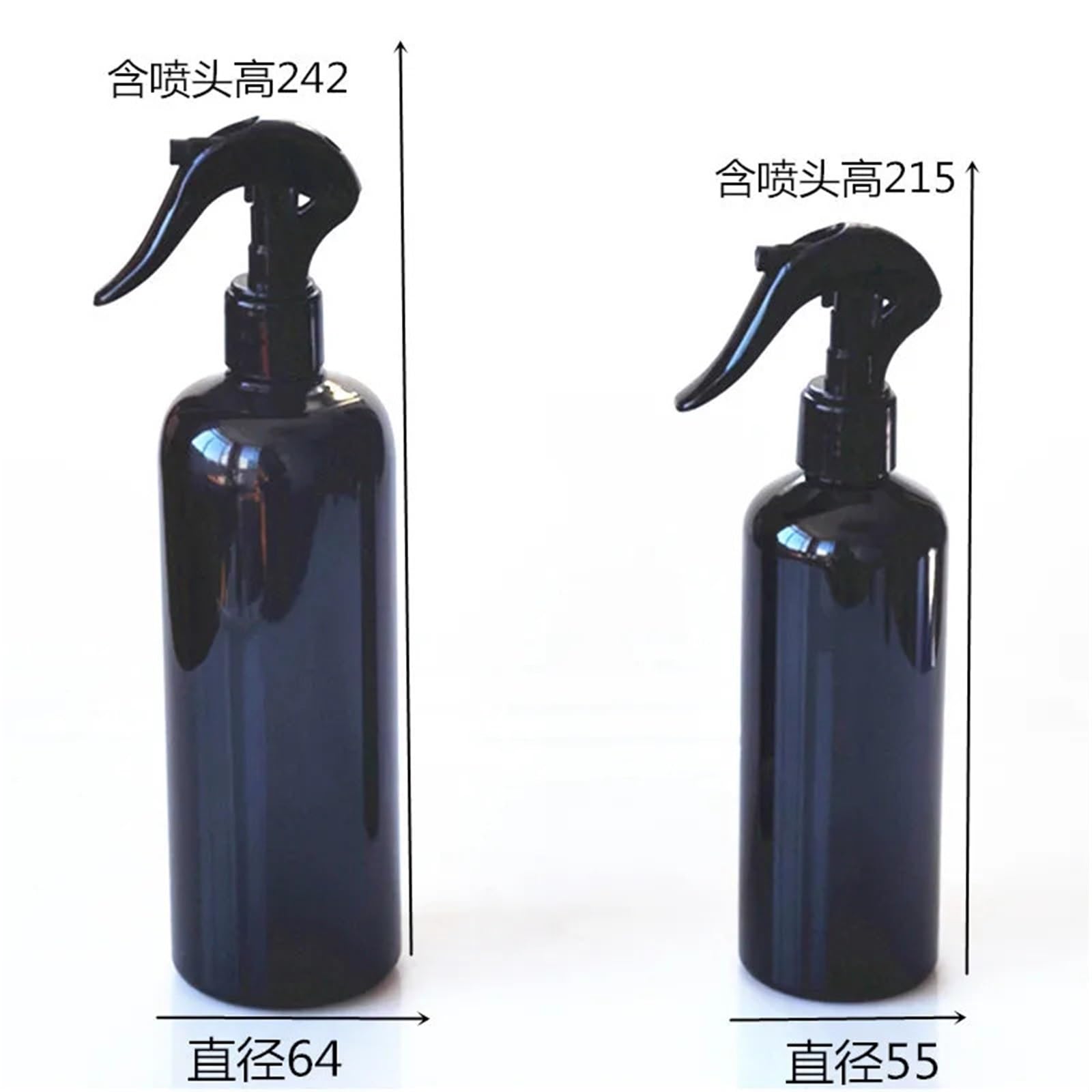 Sprühflasche Leer 10 Stück schwarze Sprühflaschen mit Sprühkopf, 100 ml, 150, 250, 300, 500