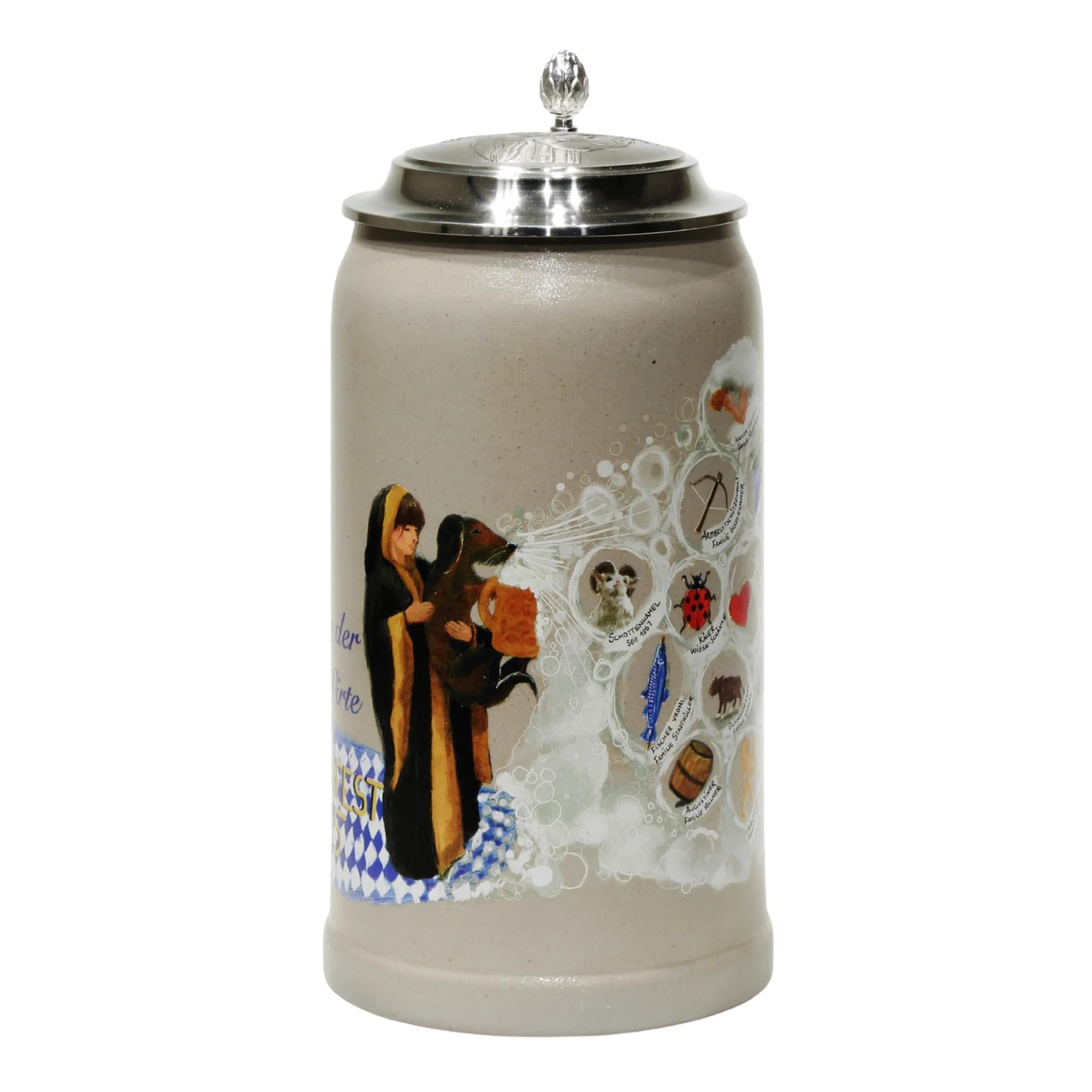 offizeller Oktoberfest Krug 2025 Wirtekrug Wiesnwirte Krug echt Salzglasiert - limitierte Stückzahl - Original Oktoberfest Bierkrug Wirtekrug Oktoberfest 2025 Masskrug (mit Deckel)