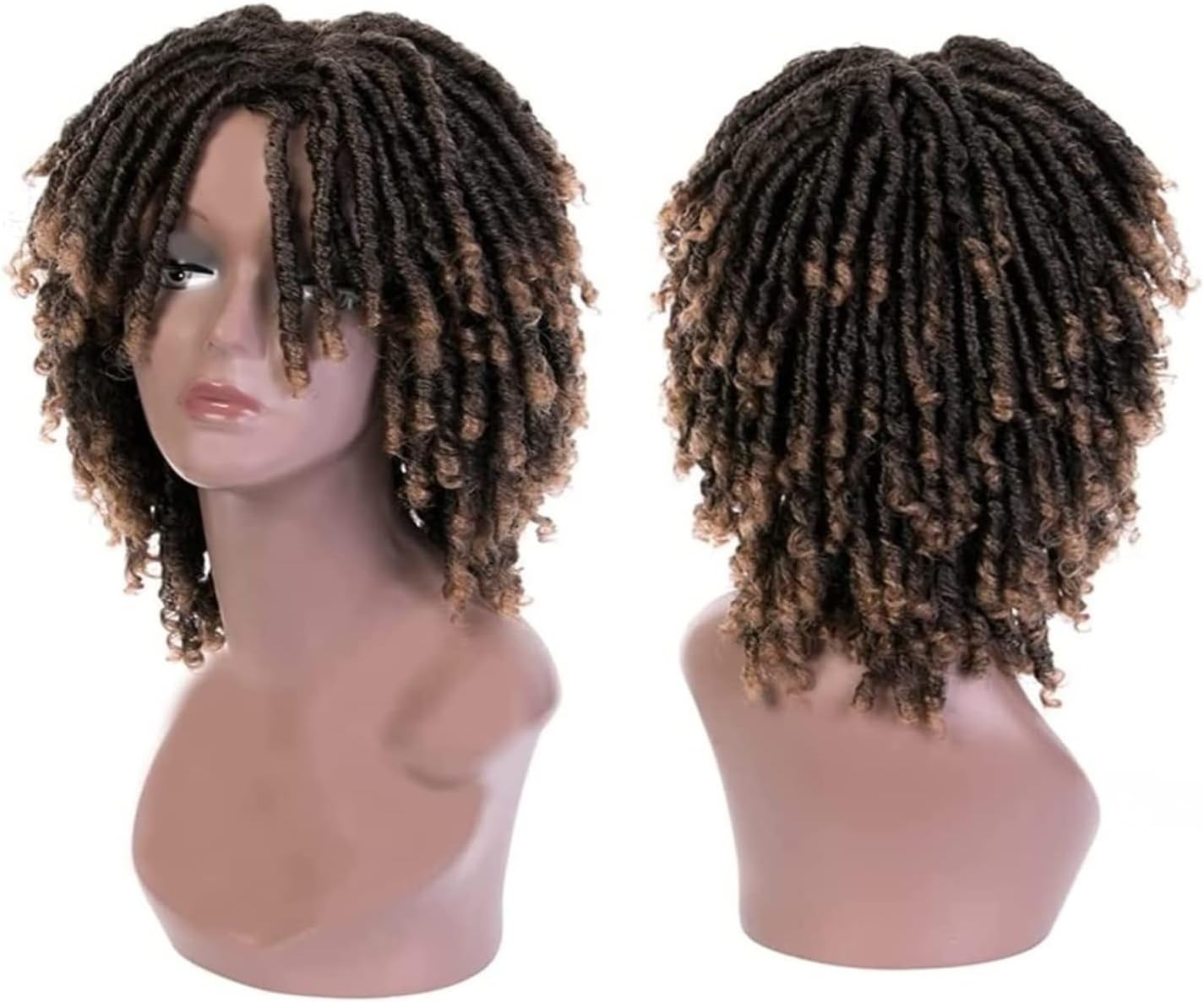 かつら 黒人女性用カーリーウィッグ、前髪付きアフロ変態カーリーウィッグ前髪付き変態カーリーアフロウィッグ 女性