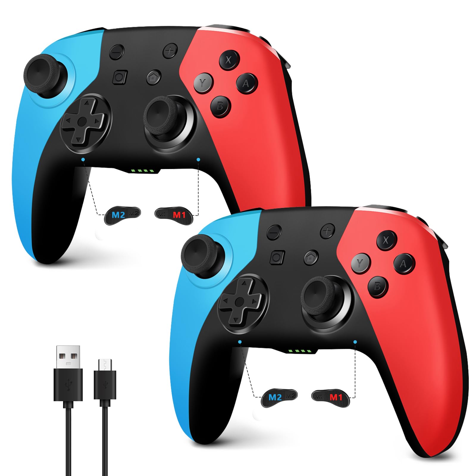 AceGamer 2 Pack Wireless Controller for Nintendo Switch 2/Switch/Lite/OLED/Windows PC, Hall Effect Joystick for Switch 2 Pro Controller with Wake-Up/Turbo/Dual Vibration/Programmable/6-Axis - 2