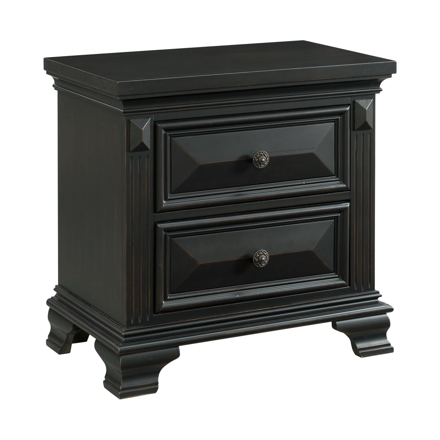 Picket House Furnishings Trent 2-Drawer Nightstand in Antique Black