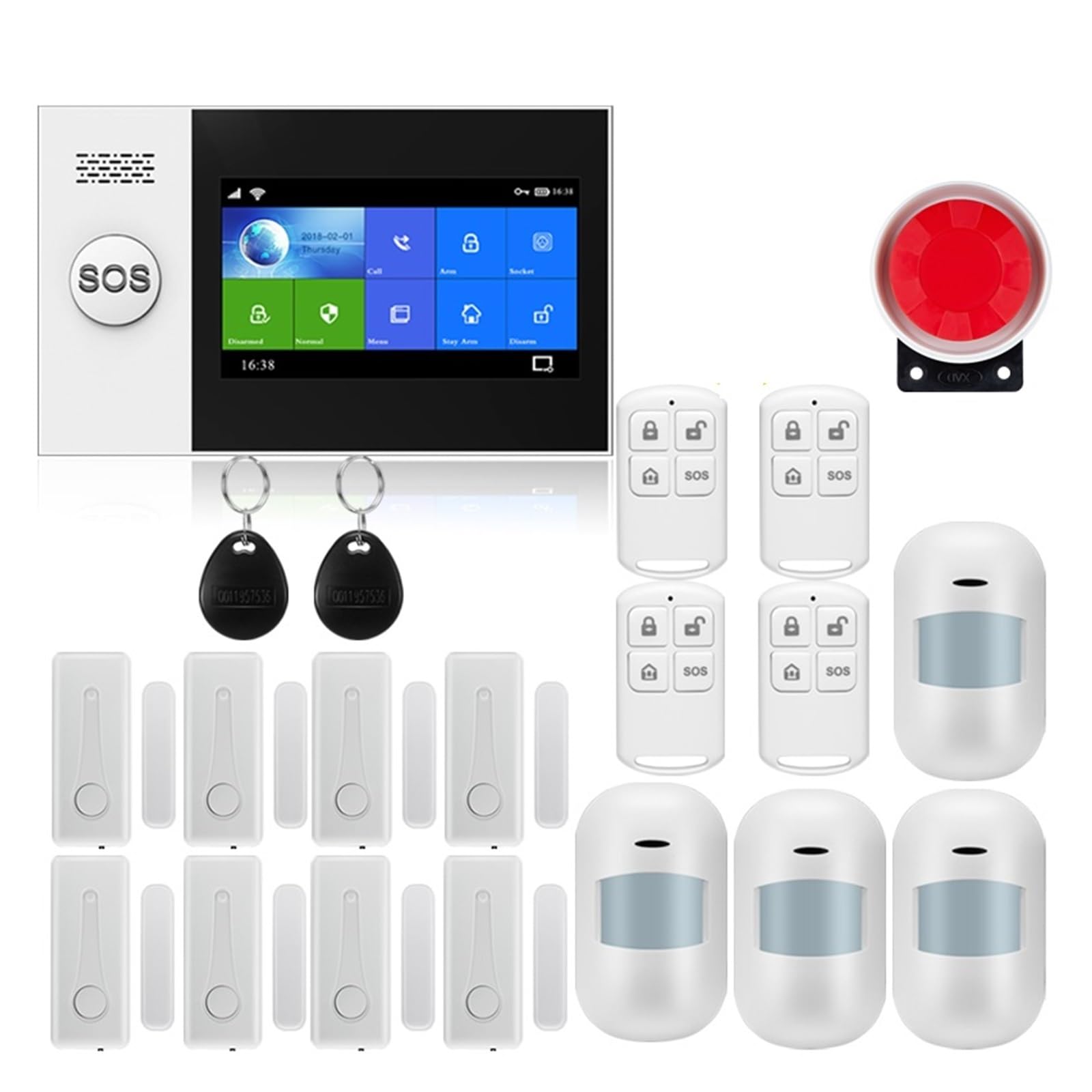 CUDTAPI Alarm System For Home Burglar Security 433MHz Tuya GSM Wireless App Control(W4B8)