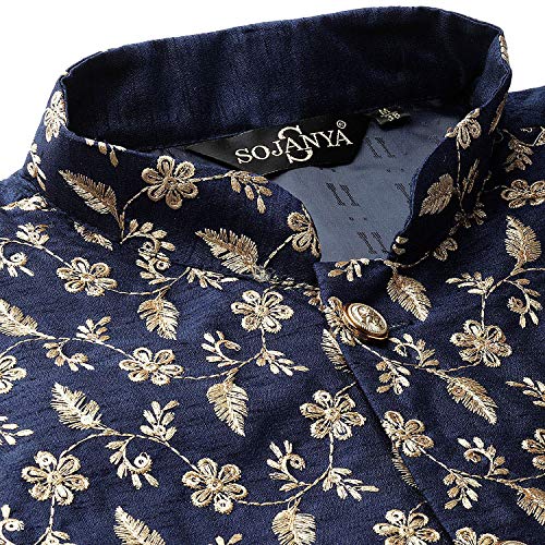 Image of Sojanya (Since 1958 Men'S Silk Blend Kurta Pyjama & Nehru Jacket Combo