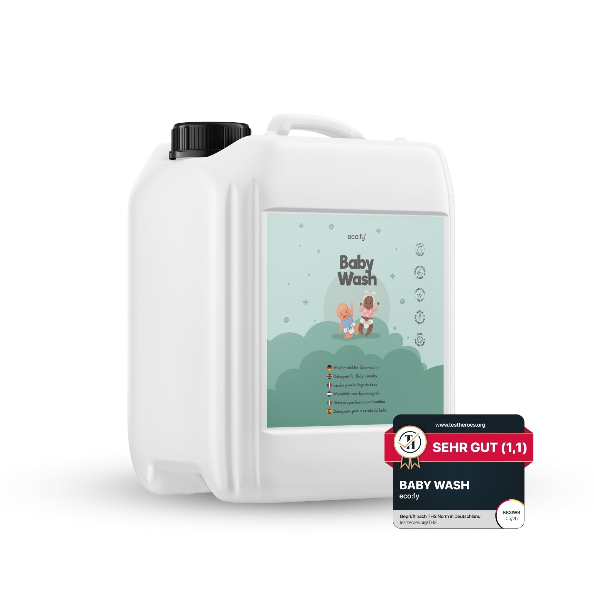 Baby Waschmittel flüssig, sensitive Waschmittel sensitiv Babywäsche, Wäschepflege ohne Duftstoffe, ohne Farbstoffe, Öko Waschmittel Baby (5 Liter)