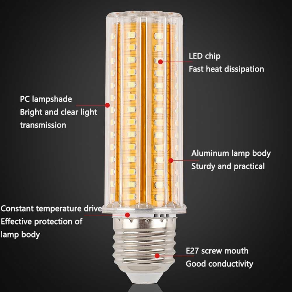 Paquete de 10 Bombillas Led de Maíz E27 de Alto Brillo, 24 W, Frío, 6000 K, Equivalente a Bombilla de Rosca E27, 200 W, 2400 Lm, Bombillas de Maíz de Bajo Consumo para Iluminación de Jar/War
