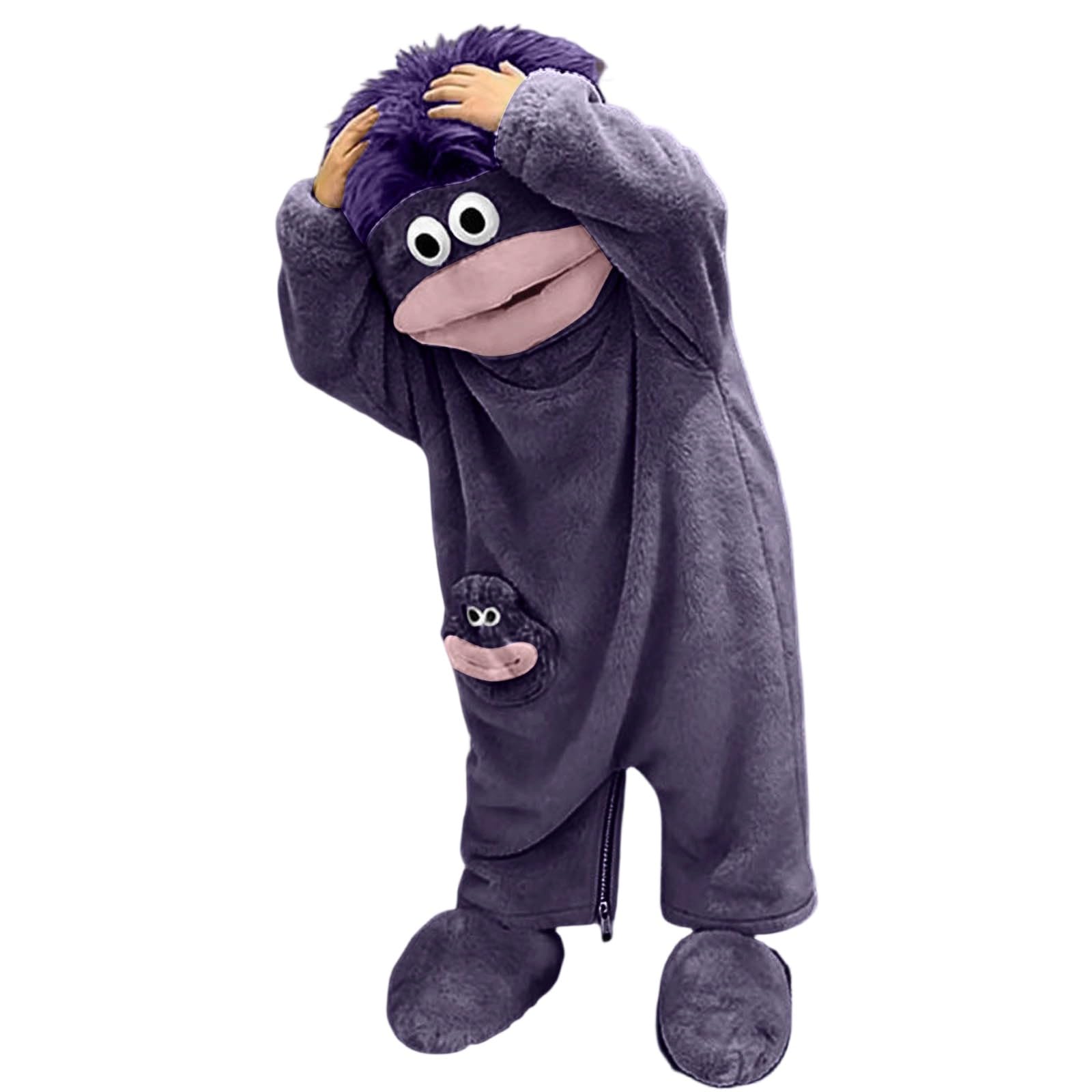 Silly Big Mouth Monster Onesie, Kids Funny Monster Fun and Cozy Warm Home Loungewear, Fleece Hooded Soft Plush Jumpsuit for Boys Girls, Fancy Dress HHalloween Costume Outfits