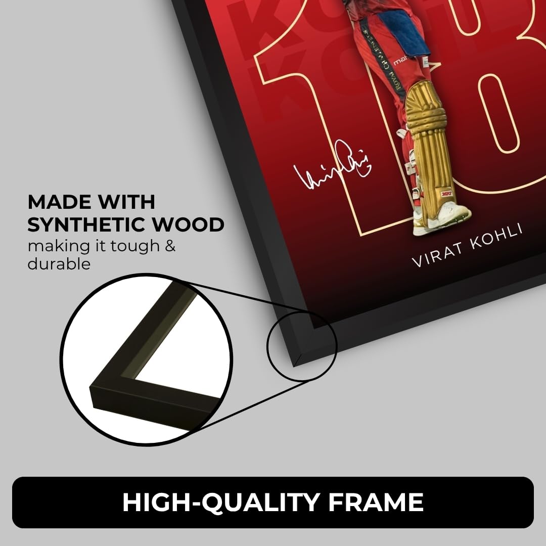 Funk You Store Virat Kohli Framed Poster | King Kohli 18 Wall Art | RCB Edition | Cricket Legend | Premium Sports Decor for Cricket Fans | Motivational Wall Poster (F_008) 2