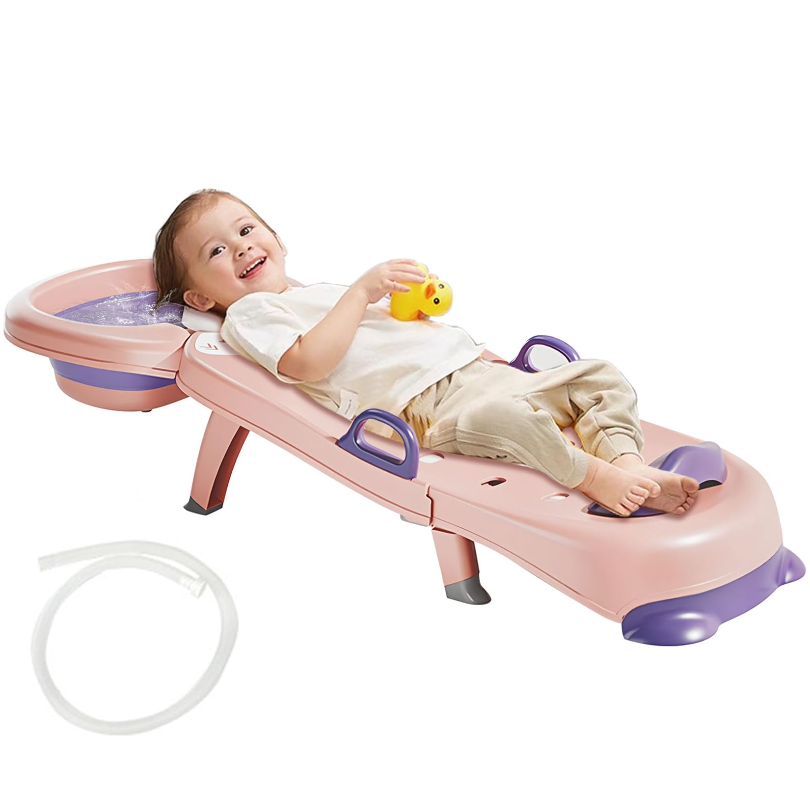 Hair Washing Station for Kids Children's Shower Seat Adjustable Children Shampoo Chair Bath Seat Household Foldable for 1 to 16 Years Old