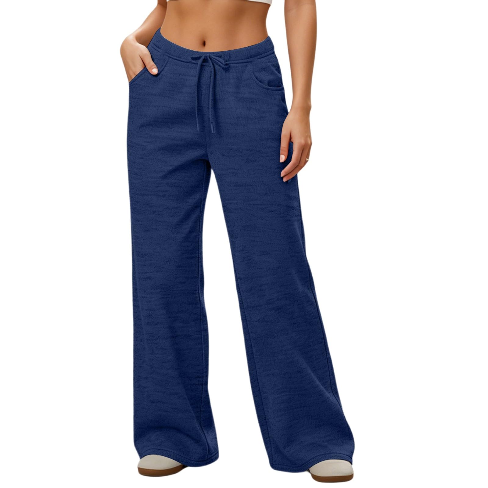 Pantaloni Sportivi Donna Pantaloni Tuta a Vita Alta Comodi Pantalone a Gamba Larga Larghi e Leggeri Pantalone Sportivi con Tasche Dritti Pant Lunghi Tinta Unita Pants Baggy per Yoga e Fitness