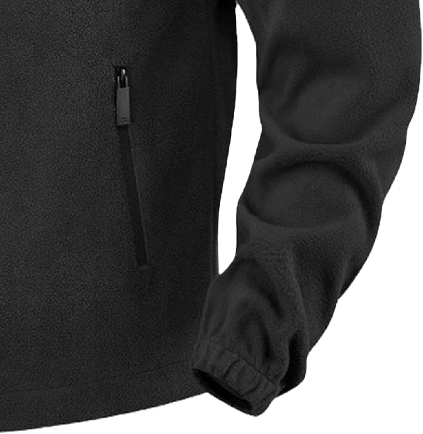 Close-Up of Black Fleece Jacket Details