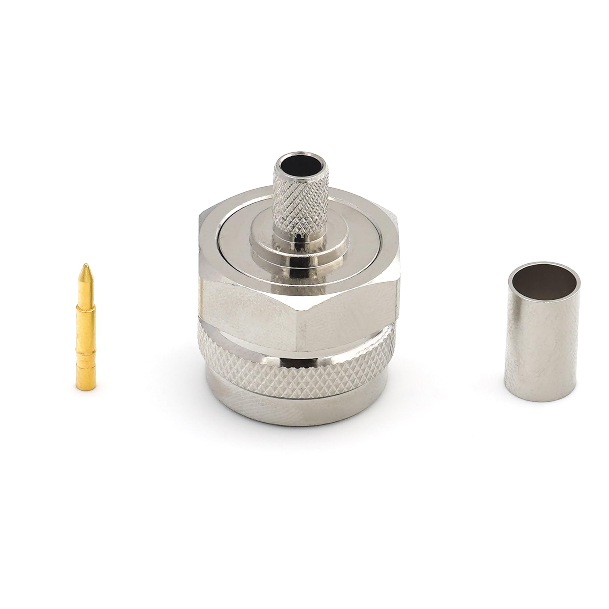 N Male Crimp Type LMR240 LMR-240 RG59U RG8X RG-8X N-Type Hex Head Plug RF Coaxial Cable Connector Nickel Plated With Gold Plated Pin (Pack of 10)