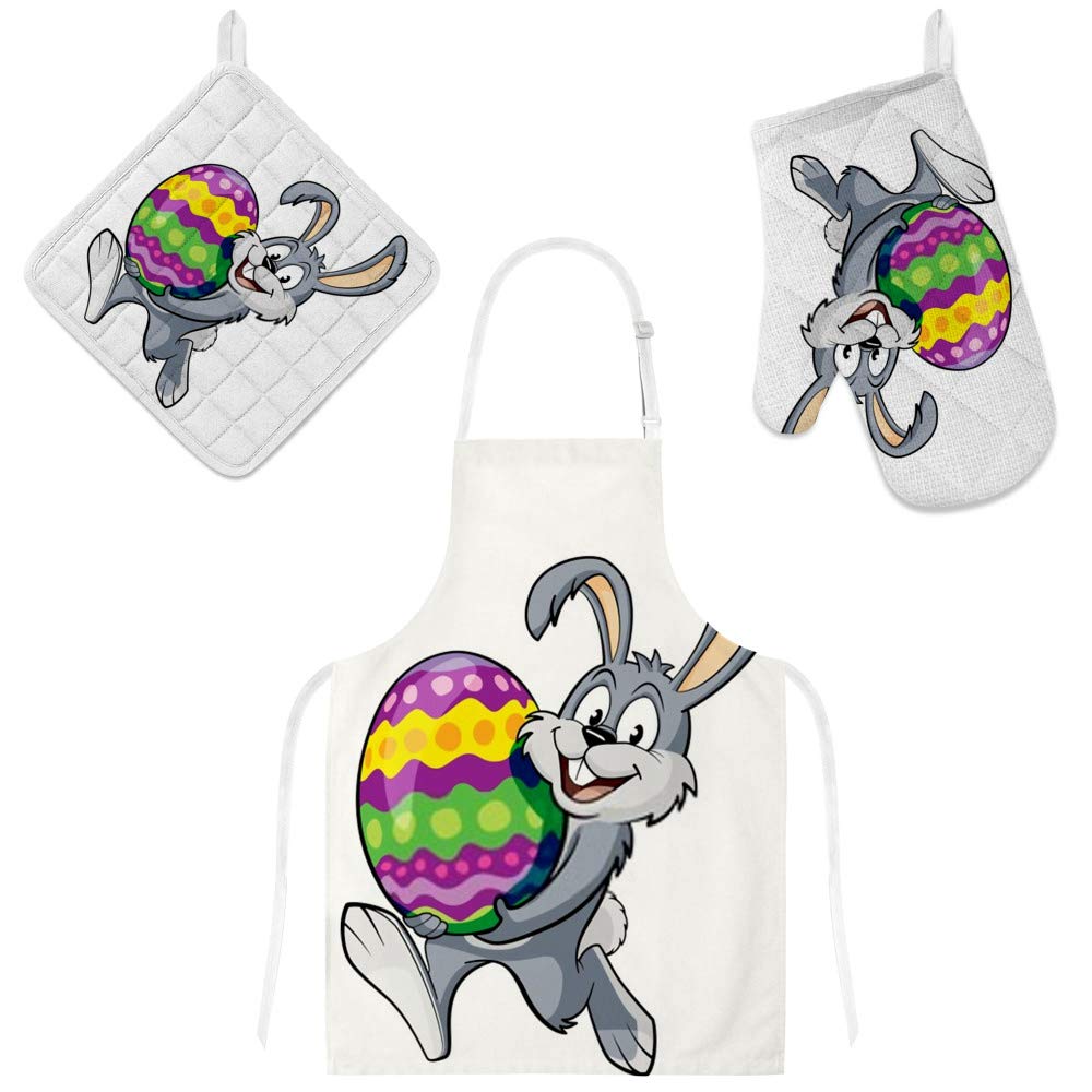 Tabliers de cuisine de Pâques lot de 3 en polyester résistant taille unique