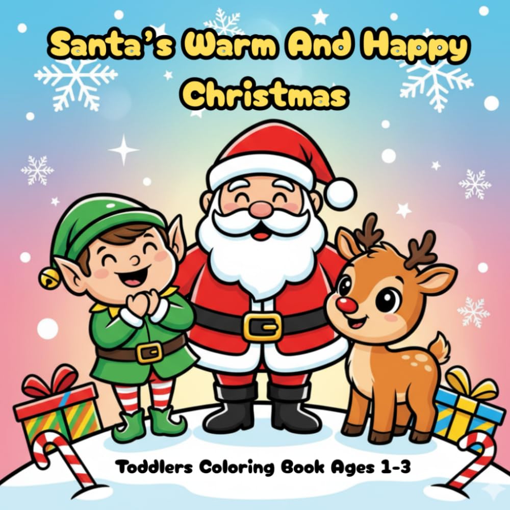 Santa’s Warm And Happy Christmas | Toddlers Coloring Book Ages 1-3: Cute Santa, Reindeer, Elves, Toys and Tree Scenes for Little Hands (The Holly Jolly StoryColor Series)