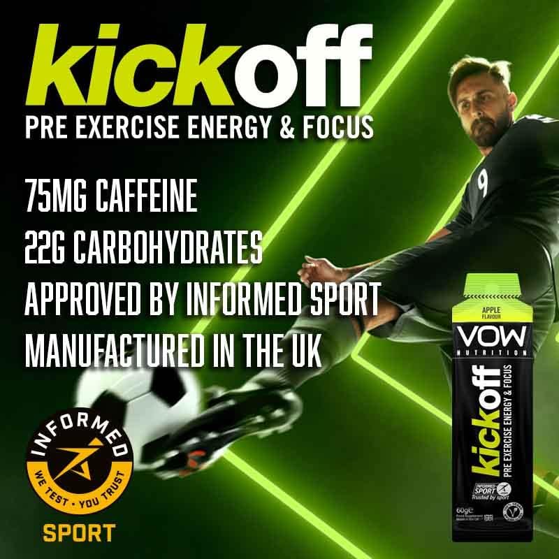 Vow Kick Off x 12 60g Energy Gels with 75mg Caffeine, 22g Carbohydrates