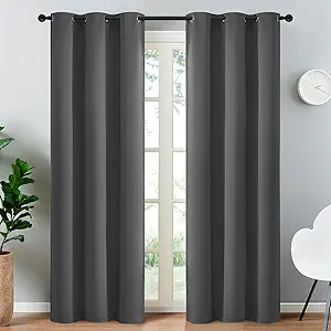 Yakamok 84 Inch Long Blackout Curtains for Bedroom, Thermal Insulated Room Darkening Curtains, Light Blocking Blackout Drapes for Living Room- 2 Panels,38x84 Inch, Charcoal Grey