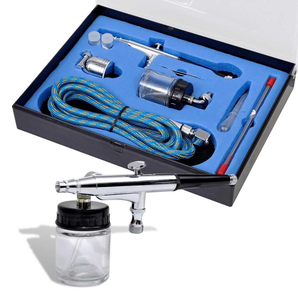 Airbrush Set mit 0,2/0,3/0,5 mm Düsen und Nadeln für Modellbau, Body Painting, Nail Art und Lackierung, inkl. Luftschlauch und Aufbewahrungskoffer